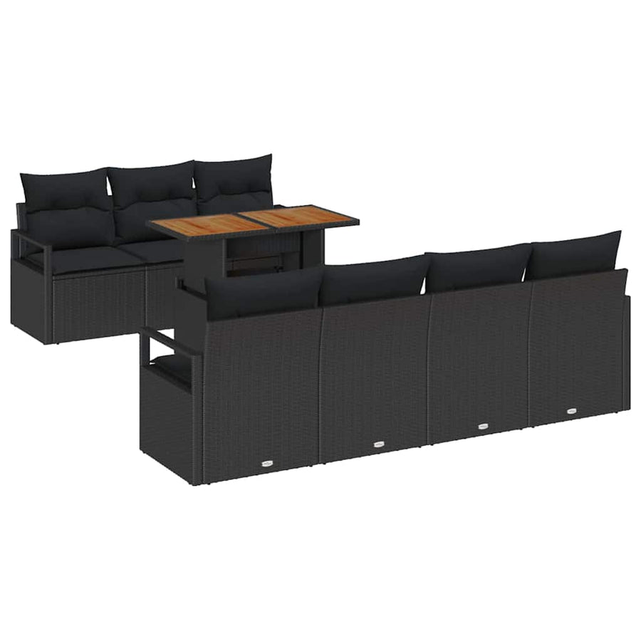 Tuin Sofa Set met kussen met kussen 8 pcs Zwart en Bruin