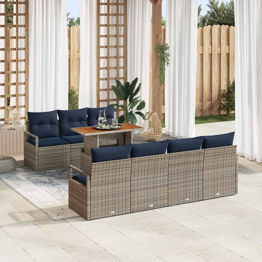 Tuin Sofa Set met kussen met kussen 8 pcs Grijs en Blauw