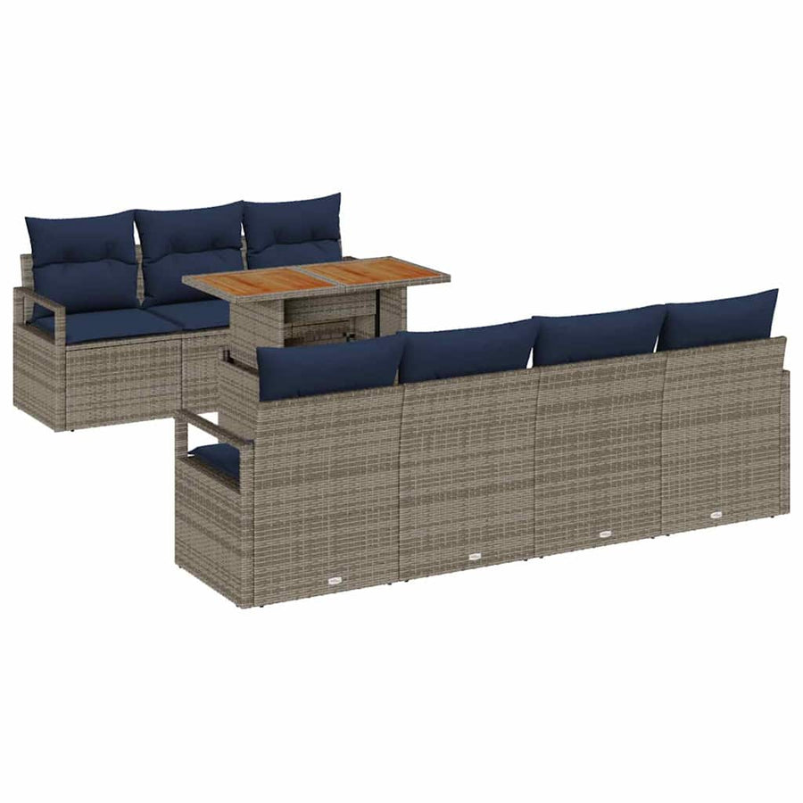 Tuin Sofa Set met kussen met kussen 8 pcs Grijs en Blauw