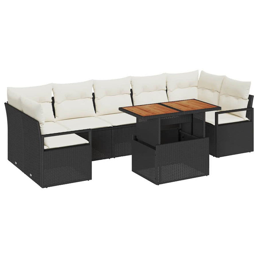 Tuin Sofa Set met kussen met kussen 8 pcs Zwart en Crème