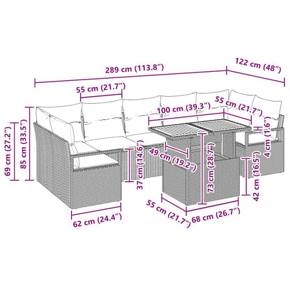 Tuin Sofa Set met kussen met kussen 8 pcs Zwart en Crème