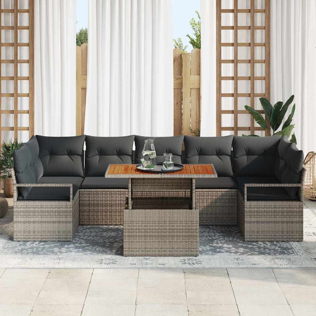 Tuin Sofa Set met kussen met kussen 8 pcs Grijs en Bruin
