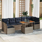 Tuinset poly rattan 8-delig grijs marineblauw
