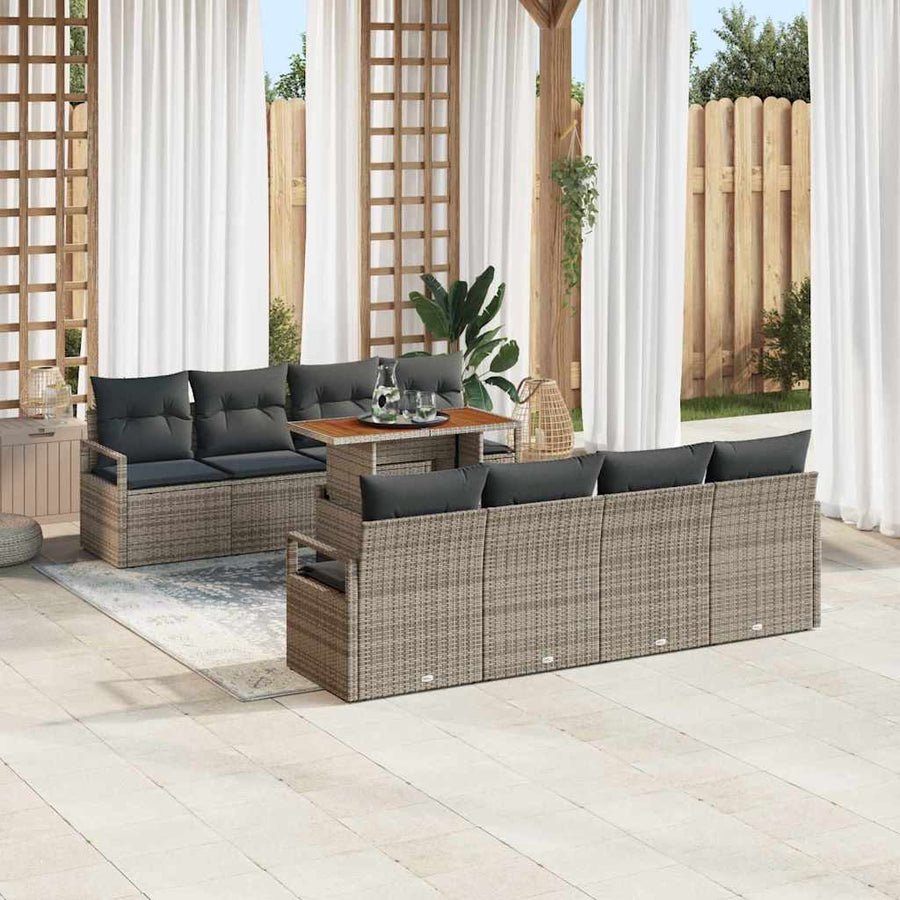 Tuin Sofa Set met kussen met kussen 9 pcs Grijs en Bruin