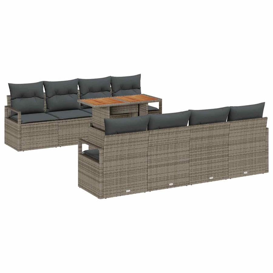Tuin Sofa Set met kussen met kussen 9 pcs Grijs en Bruin