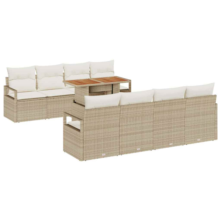 Tuin Sofa Set met kussen met kussen 9 pcs Beige en Crème