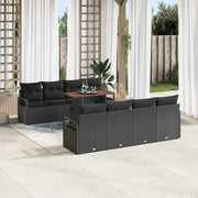 Loungeset 9-delig polyrattan zwart acaciahout
