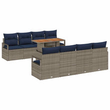 Tuin Sofa Set met kussen 9 pcs Grijs en Marineblauw