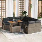 Tuinset 9-delig grijs bruin poly rattan