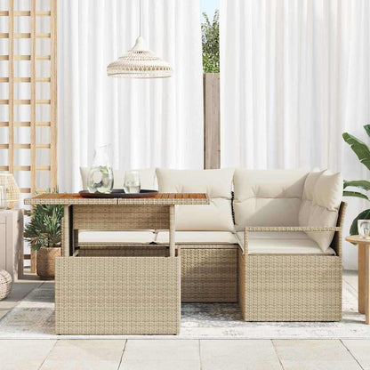 Tuinbankenset 5 st 4-Aantal zitplaatsen Beige en Crème