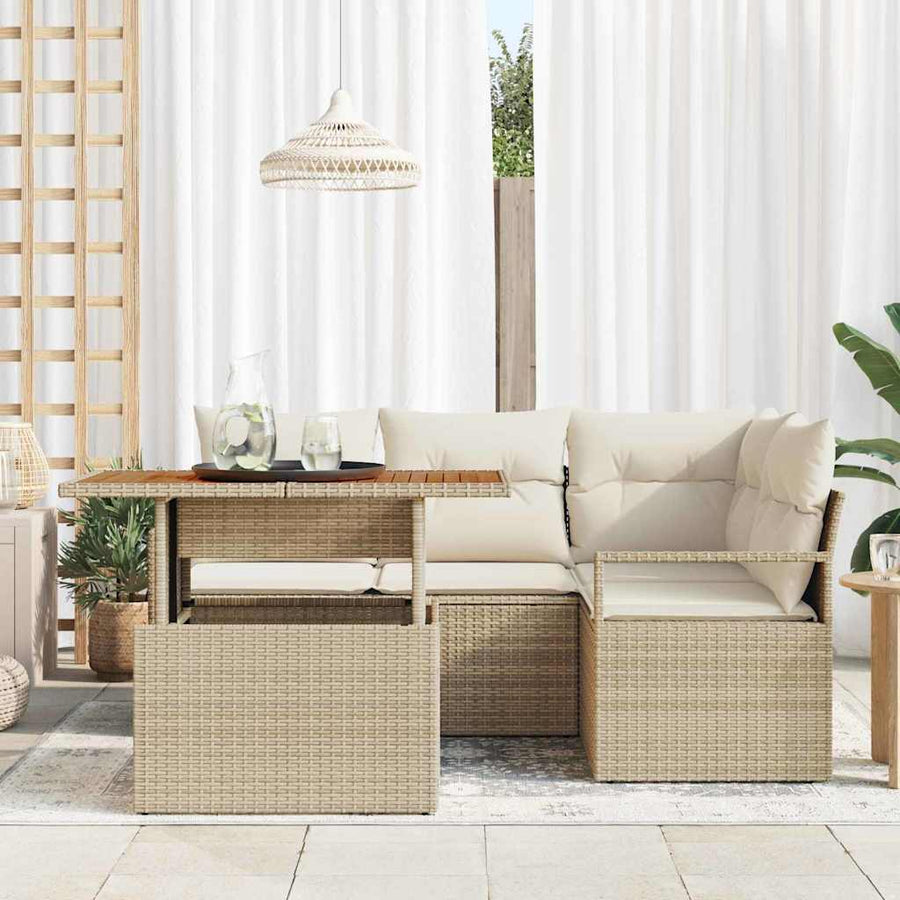 Tuinbankenset 5 st 4-Aantal zitplaatsen Beige en Crème