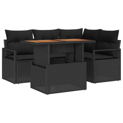 Tuin Eetset met kussen 5 pcs Zwart en Bruin