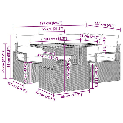 Tuin Eetset met kussen 5 pcs Zwart en Bruin