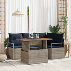 Tuin Eetset 5-delig poly rattan acaciahout grijs marineblauw