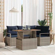 Tuin Eetset met kussen 5 pcs Grijs en Marineblauw