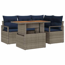 Tuin Eetset met kussen 5 pcs Grijs en Marineblauw