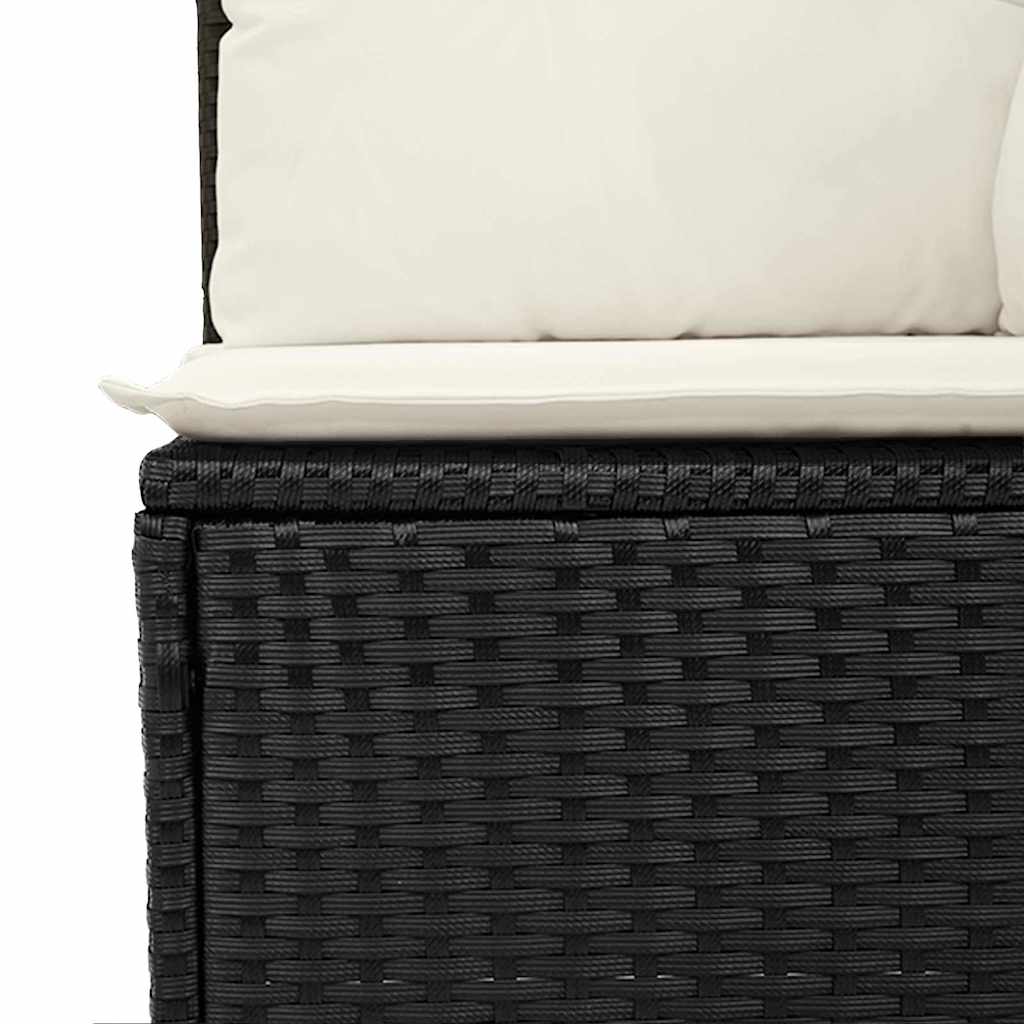 Tuin Eetset met kussen 6 pcs Zwart en Crème