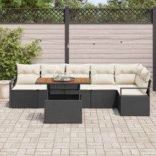 Tuin Eetset met kussen 7 pcs Zwart en Crème
