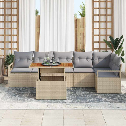 Tuin Eetset met kussen 7 pcs Beige en Grijs