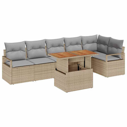 Tuin Eetset met kussen 7 pcs Beige en Grijs