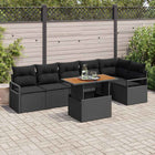 Tuin Eetset poly rattan 7-delig zwart bruin