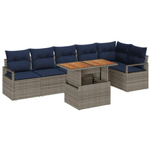 Tuin Eetset met kussen 7 pcs Grijs en Marineblauw