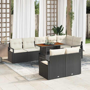 Tuinset poly rattan 9-delig zwart crème