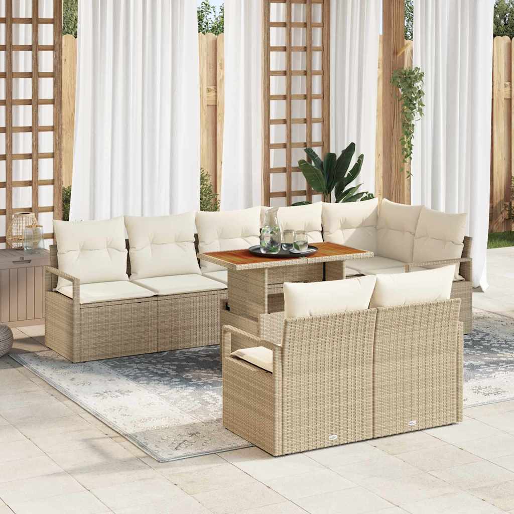 Tuin Sofa Set met kussen met kussen 9 pcs Beige en Crème