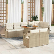 Tuin loungeset 9-delig polyrattan acaciahout beige crème
