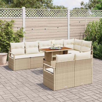 Tuin Sofa Set met kussen met kussen 9 pcs Beige en Crème
