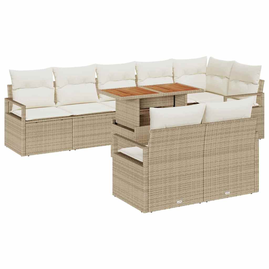 Tuin Sofa Set met kussen met kussen 9 pcs Beige en Crème