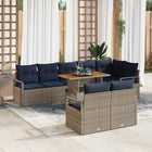 Tuin Eetset 9-delig grijs marineblauw massief acaciahout
