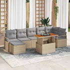 Tuin Eetset 8-delig poly rattan acaciahout beige grijs