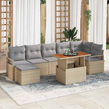 Tuin Eetset met kussen 8 pcs Beige en Grijs
