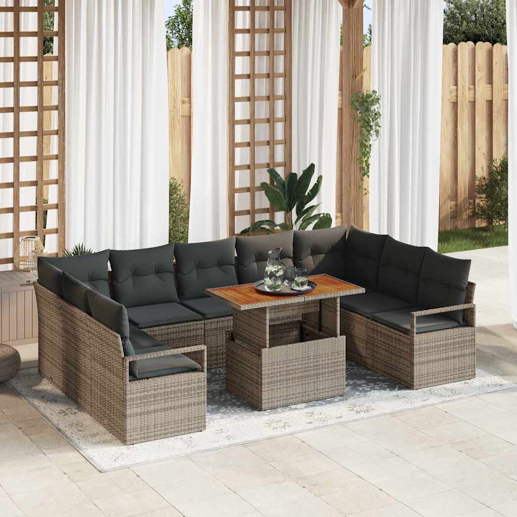 Tuin Sofa Set met kussen met kussen 10 pcs Grijs en Bruin