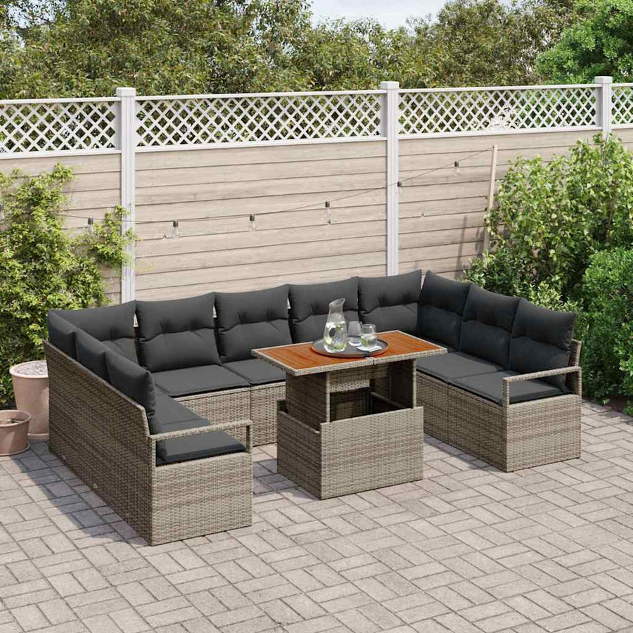Tuin Sofa Set met kussen met kussen 10 pcs Grijs en Bruin