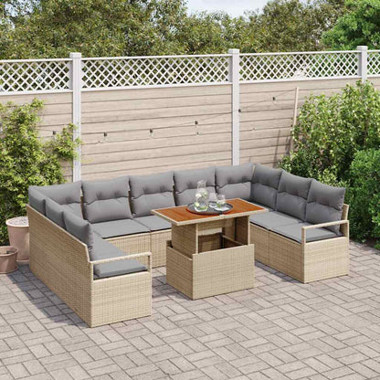 Tuin Sofa Set met kussen met kussen 10 pcs Beige en Grijs