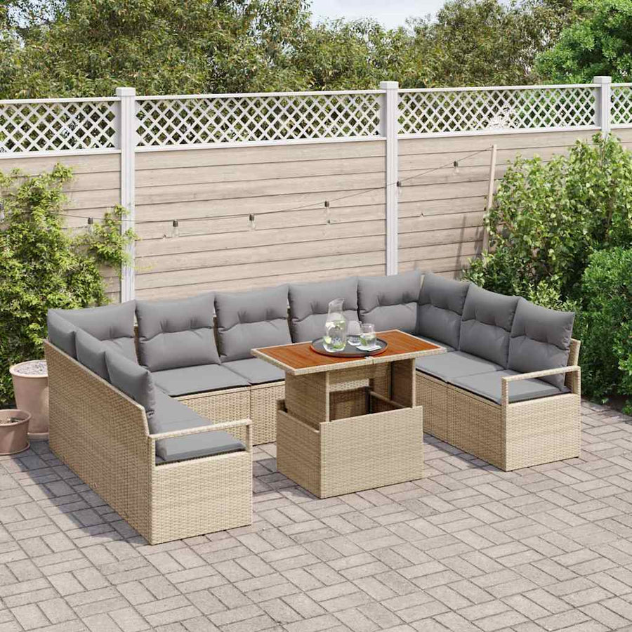 Tuin Sofa Set met kussen met kussen 10 pcs Beige en Grijs