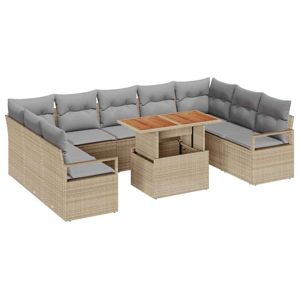 Tuin Sofa Set met kussen met kussen 10 pcs Beige en Grijs