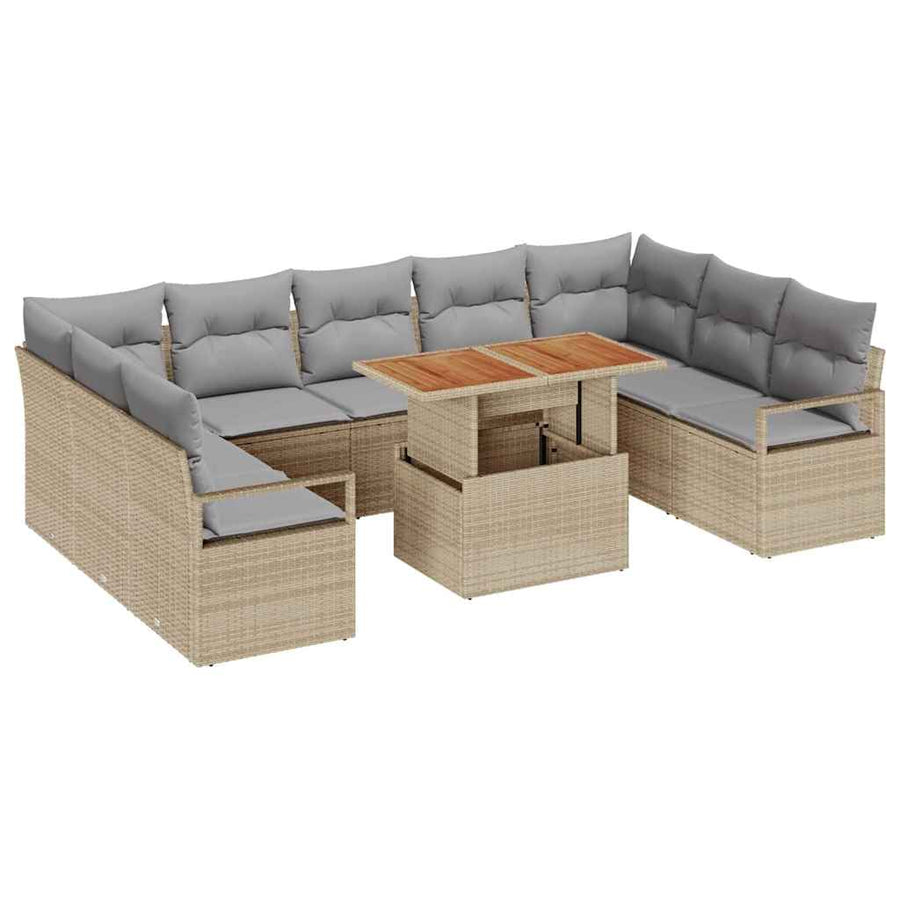 Tuin Sofa Set met kussen met kussen 10 pcs Beige en Grijs