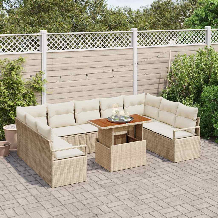 Tuinbankenset 10 st 9-Aantal zitplaatsen Beige en Crème