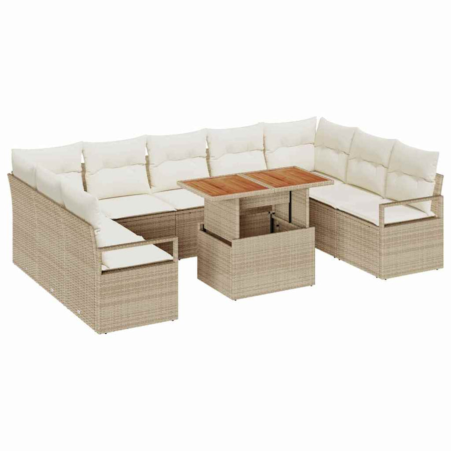 Tuinbankenset 10 st 9-Aantal zitplaatsen Beige en Crème