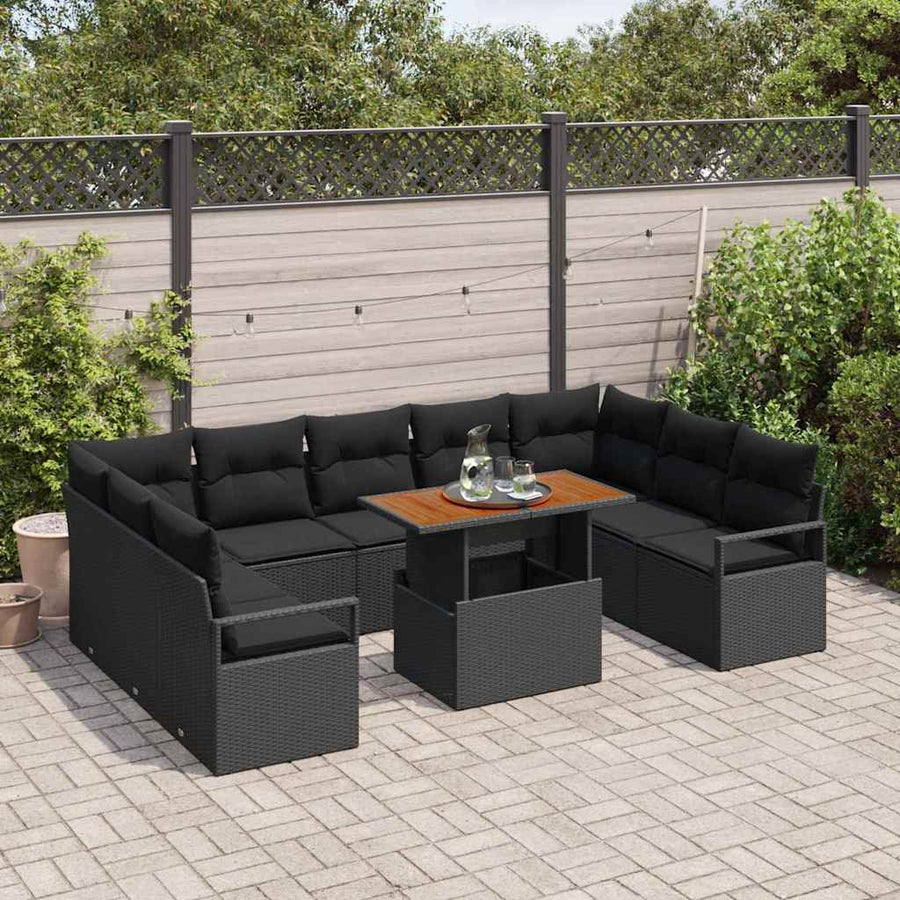 Tuin Sofa Set met kussen met kussen 10 pcs Zwart en Bruin