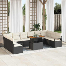 Tuin Sofa Set met kussen met kussen 11 pcs Zwart en Crème