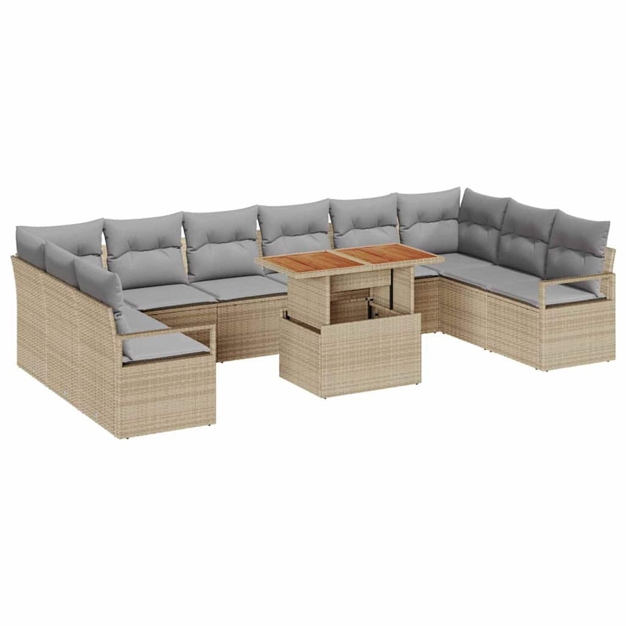 Tuin Sofa Set met kussen met kussen 11 pcs Beige en Grijs