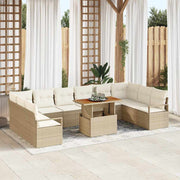 Tuinset poly rattan 11-delig beige crème