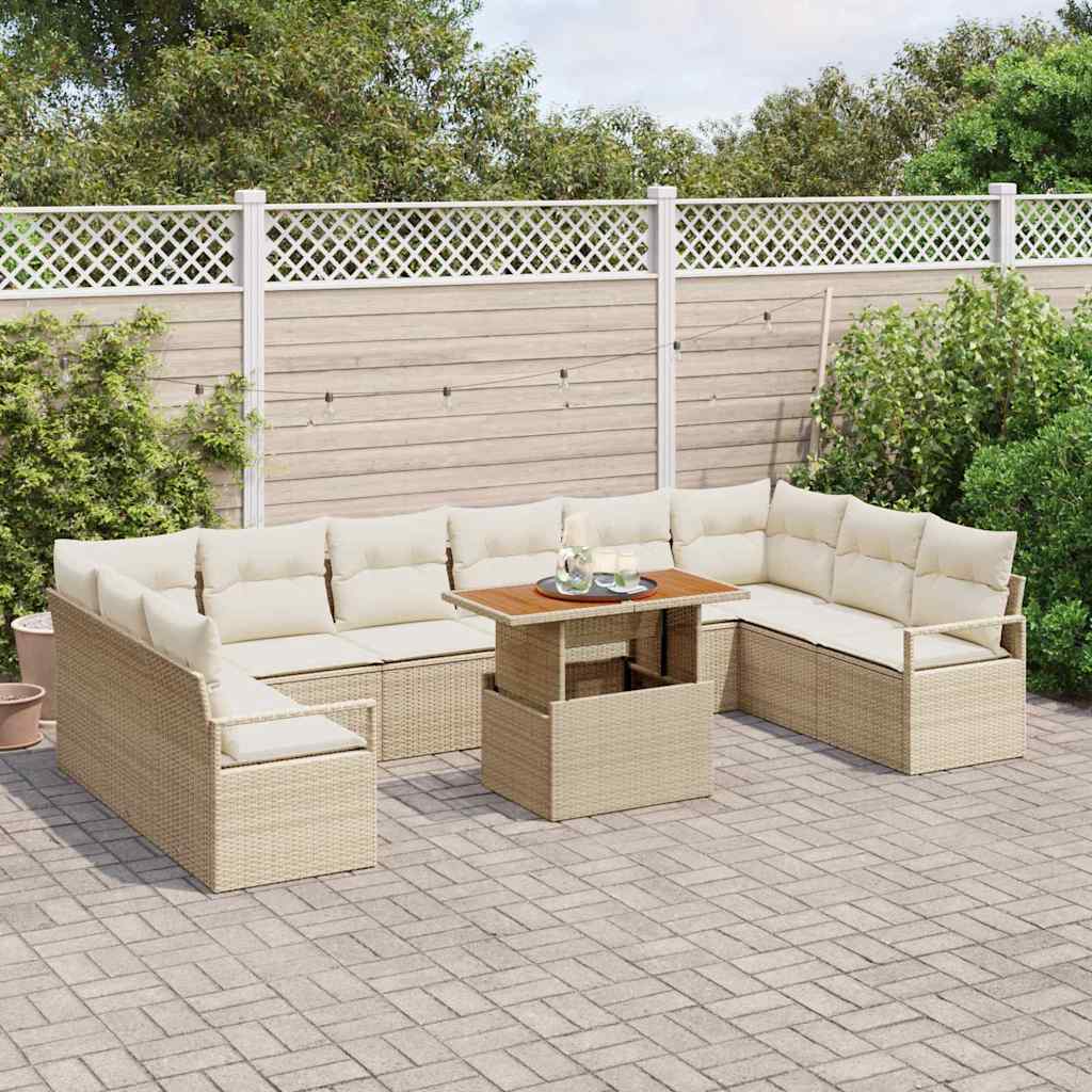 Tuin Sofa Set met kussen met kussen 11 pcs Beige en Crème