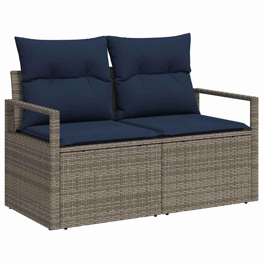 Tuin Eetset met kussen 11 pcs Grijs en Marineblauw