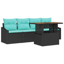 Tuin Sofa Set met kussen 5 pcs Zwart en Blauwgroen