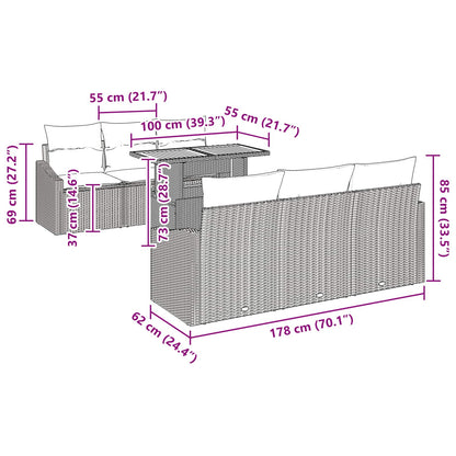 Tuin Eetset met kussen 7 pcs Zwart en Blauwgroen